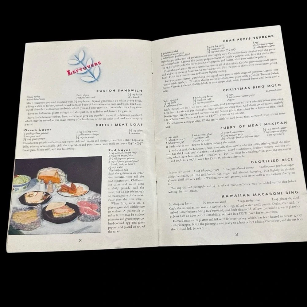 Vintage 1935 The Westinghouse Refrigerator Box Book Cookbook Vintage 30s